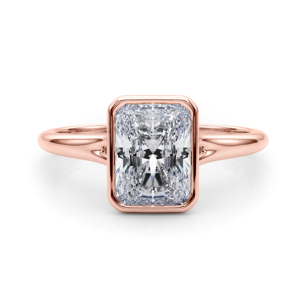 LUMEO Emerald Bezel Diamond Engagement Ring Set in 18k Solid Rose Gold 