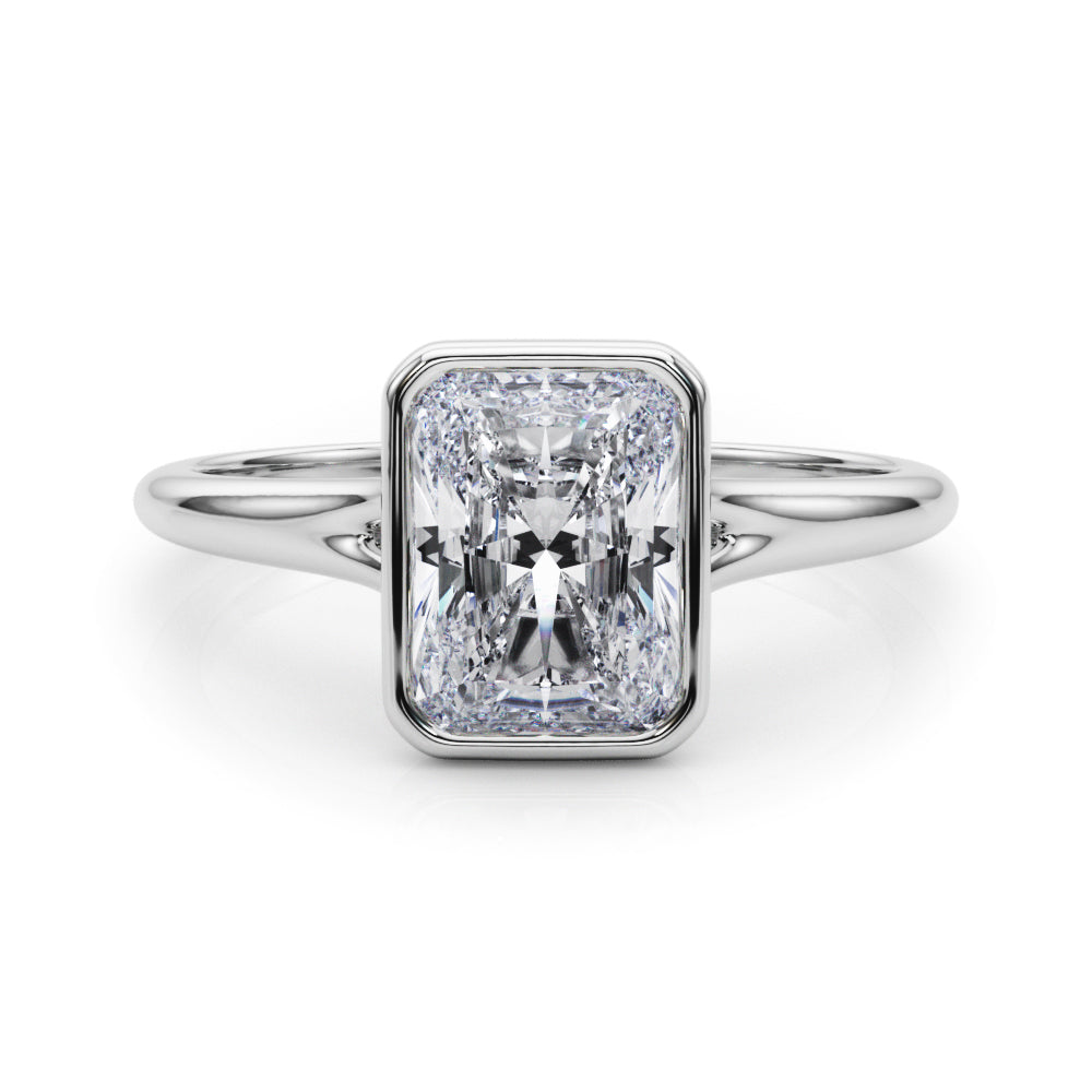 LUMEO Emerald Bezel Diamond Engagement Ring Set in Platinum 