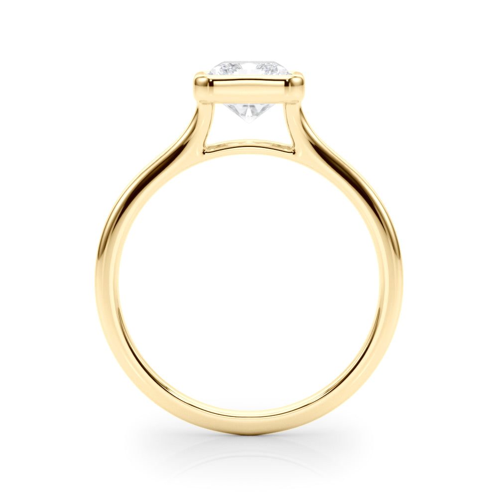 LUMEO Emerald Bezel Diamond Engagement Ring Side View in 18k Solid Yellow Gold 