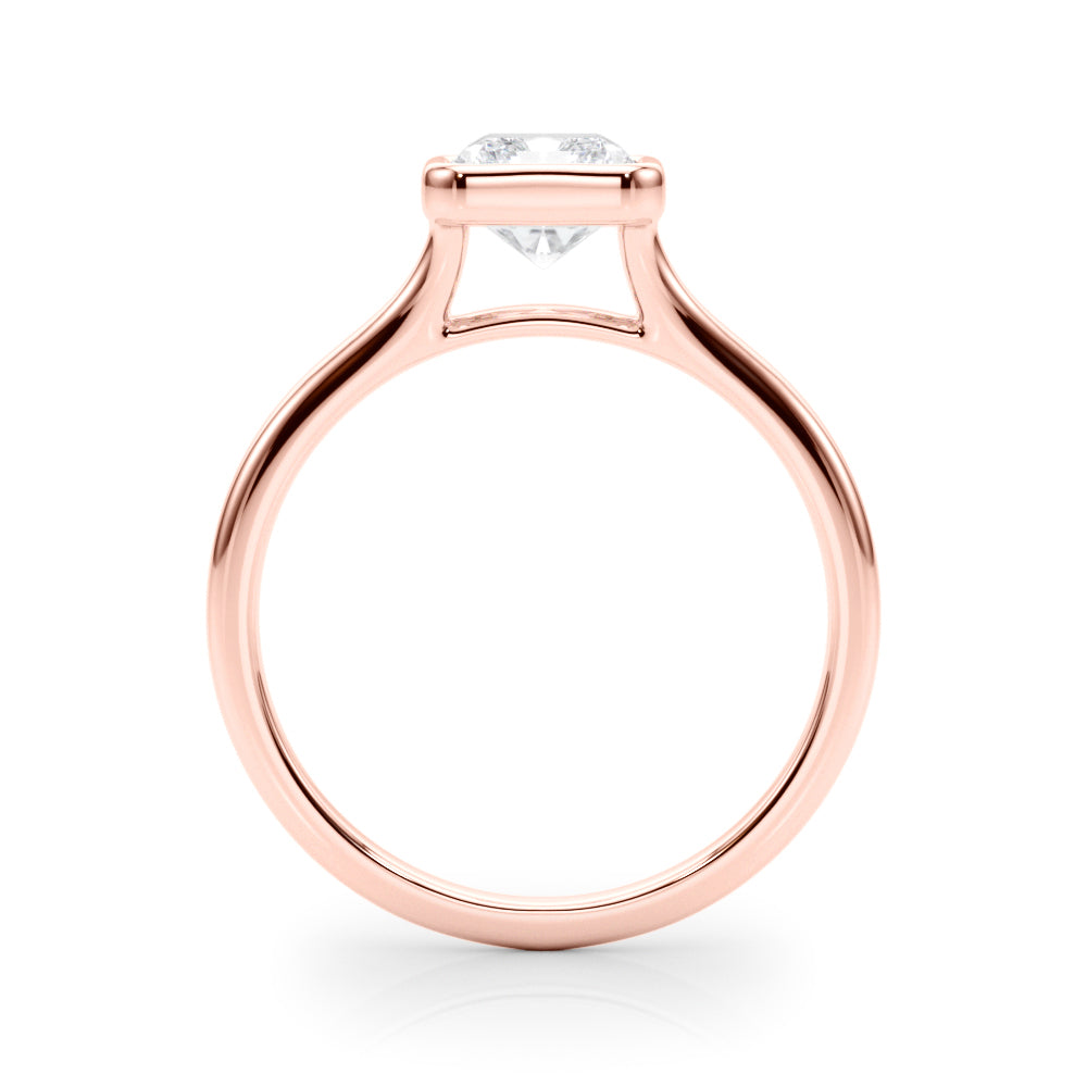LUMEO Emerald Bezel Diamond Engagement Ring Side View in 18k Solid Rose Gold 