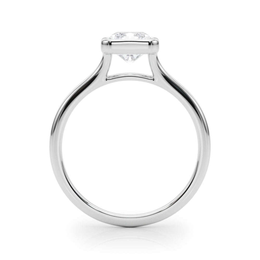 LUMEO Emerald Bezel Diamond Engagement Ring Side View in Platinum 