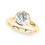LUMEO Round Bezel Diamond Engagement Ring Front View in 18k Solid Yellow Gold 