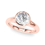 LUMEO Round Bezel Diamond Engagement Ring Front View in 18k Solid Rose Gold 