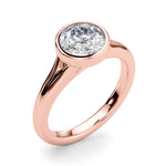 LUMEO Round Bezel Diamond Engagement Ring Angle View in 18k Solid Rose Gold 