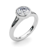 LUMEO Round Bezel Diamond Engagement Ring Angle View in Platinum 