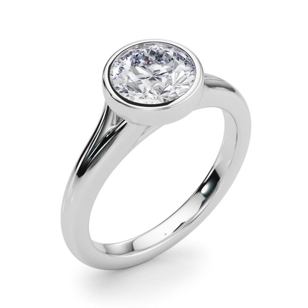 LUMEO Round Bezel Diamond Engagement Ring Angle View in Platinum 