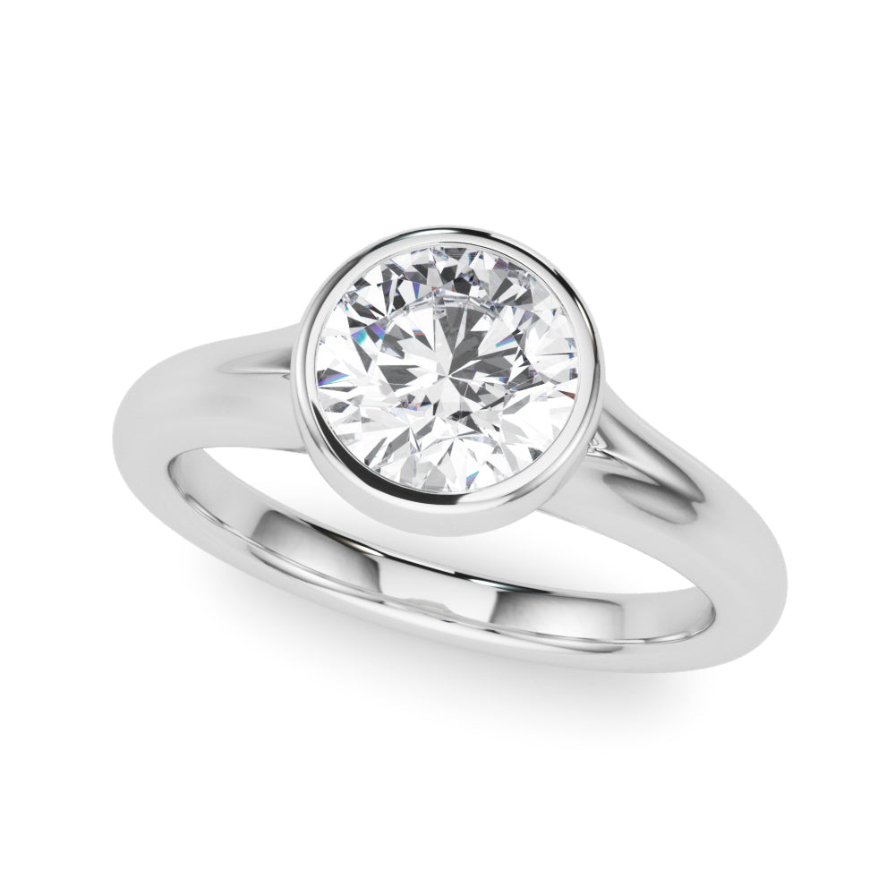 LUMEO Round Bezel Diamond Engagement Ring Front View in Platinum 