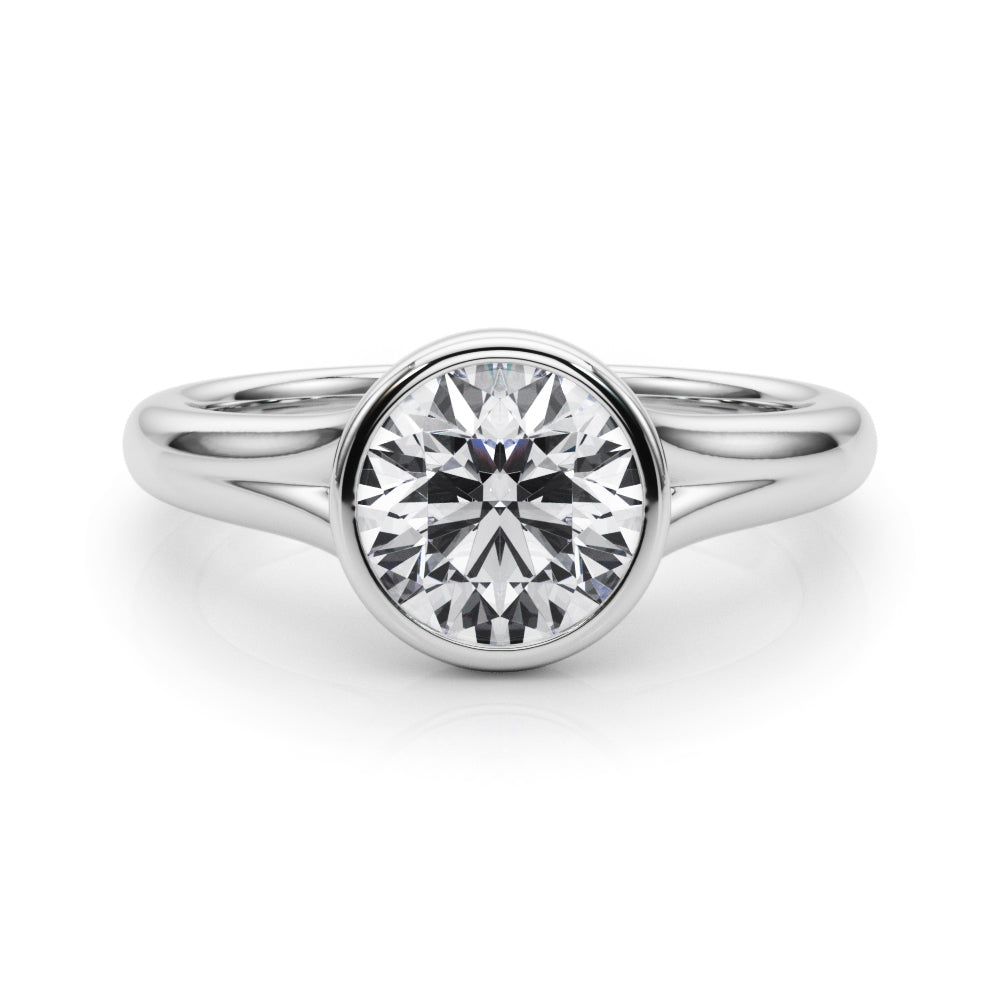 LUMEO Round Bezel Diamond Engagement Ring Set in Platinum 