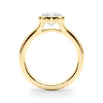 LUMEO Round Bezel Diamond Engagement Ring Side View in 18k Solid Yellow Gold 