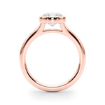 Round Bezel Diamond Engagement Ring Side View in 18k Solid Rose Gold 