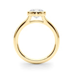 Round Bezel Diamond Engagement Ring Side View in 18k Solid Yellow Gold 