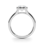 Round Bezel Diamond Engagement Ring Side View in Platinum or 18k Solid White Gold 
