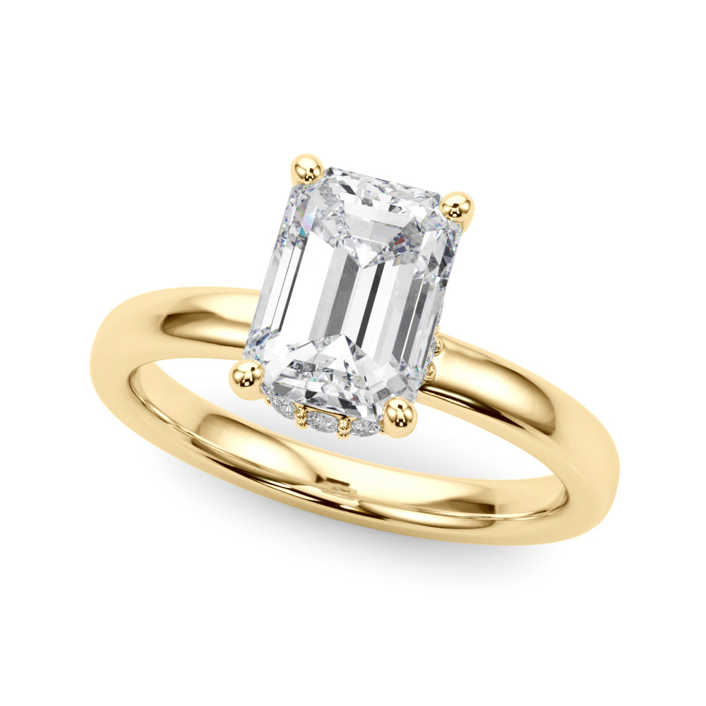 LUMEO Oval Hidden Halo Diamond Engagement Ring in Platinum in 18k Solid Yellow Gold 