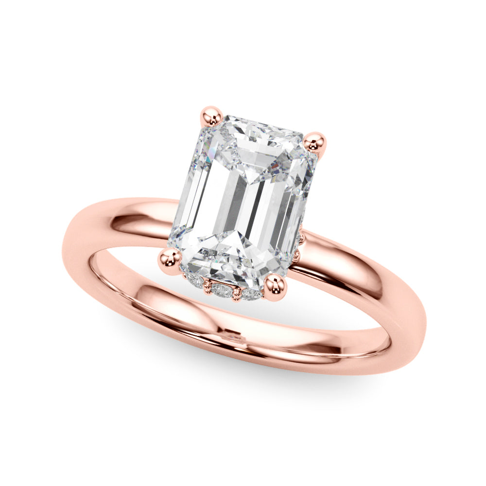 LUMEO Oval Hidden Halo Diamond Engagement Ring in Platinum in 18k Solid Rose Gold 