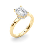 LUMEO Oval Hidden Halo Diamond Engagement Ring in Platinum in 18k Solid Yellow Gold 