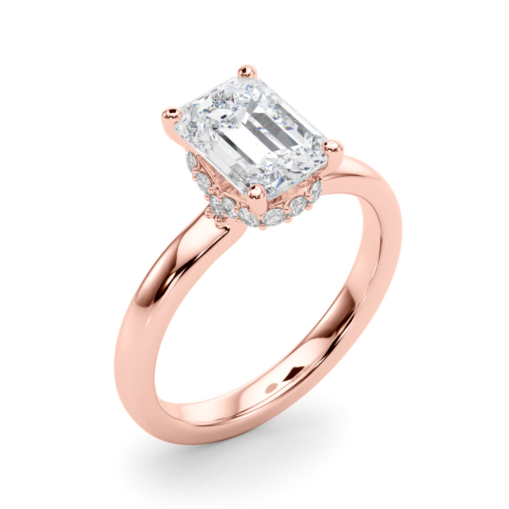 LUMEO Oval Hidden Halo Diamond Engagement Ring in Platinum in 18k Solid Rose Gold 