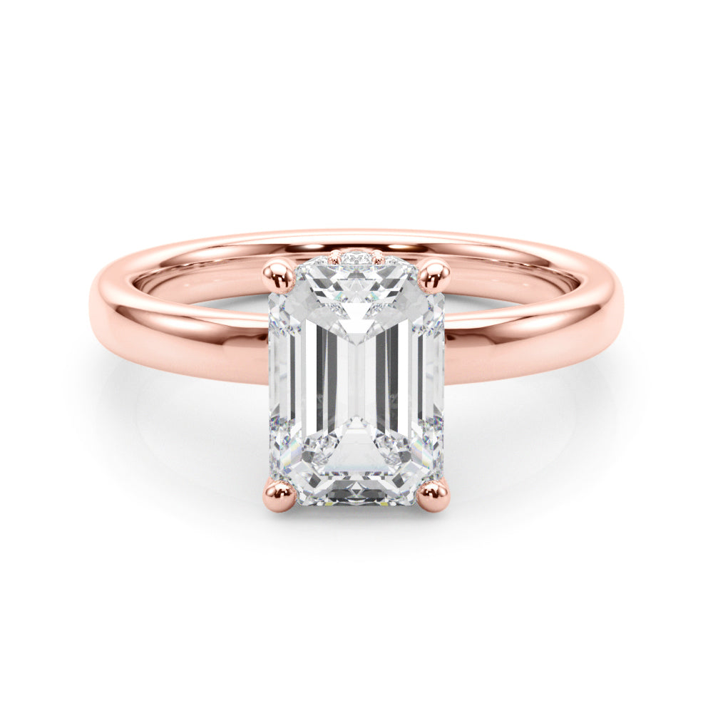 LUMEO Oval Hidden Halo Diamond Engagement Ring in Platinum in 18k Solid Rose Gold 