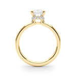 LUMEO Oval Hidden Halo Diamond Engagement Ring in Platinum in 18k Solid Yellow Gold 