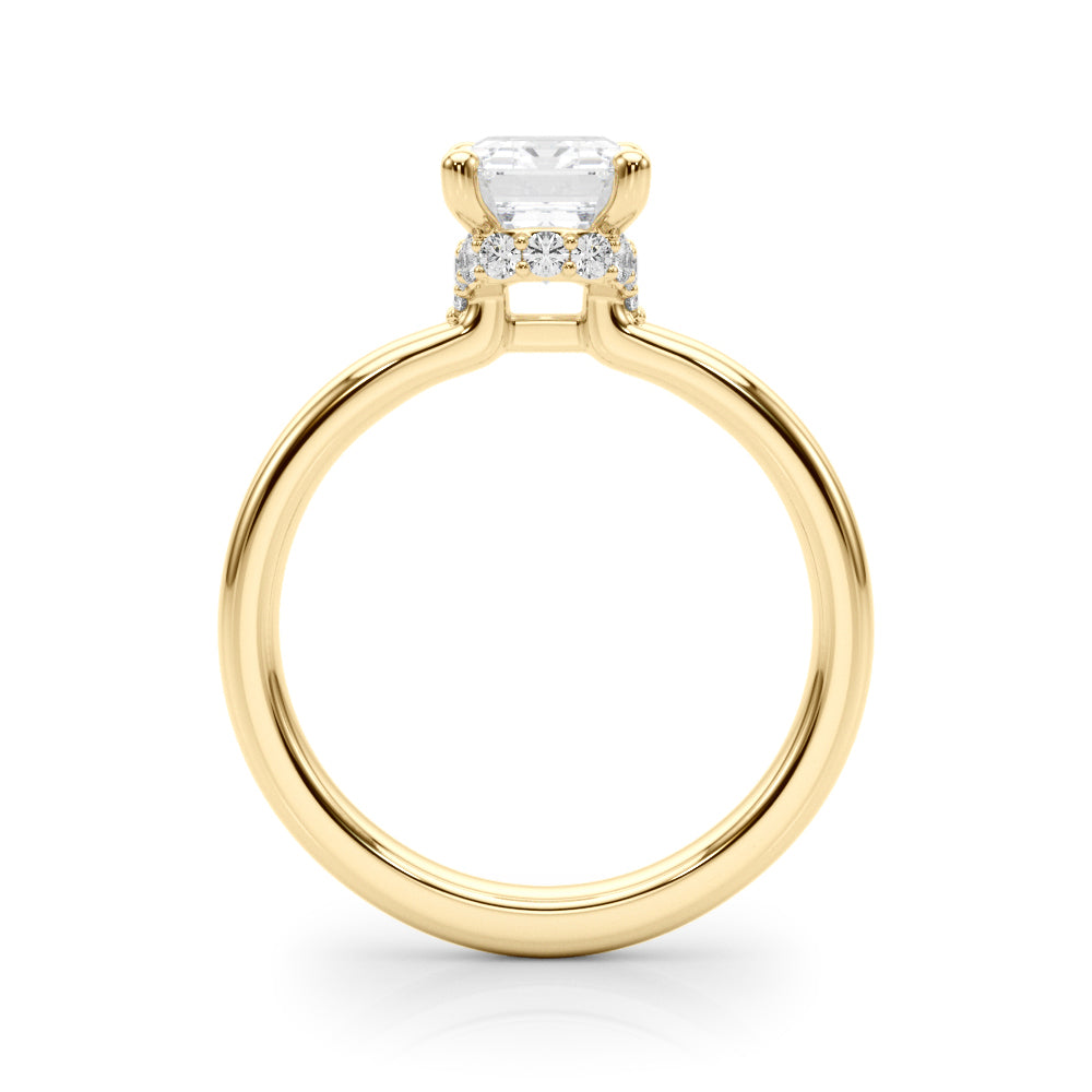 LUMEO Oval Hidden Halo Diamond Engagement Ring in Platinum in 18k Solid Yellow Gold 