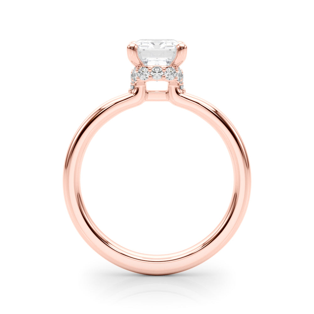 LUMEO Oval Hidden Halo Diamond Engagement Ring in Platinum in 18k Solid Rose Gold 