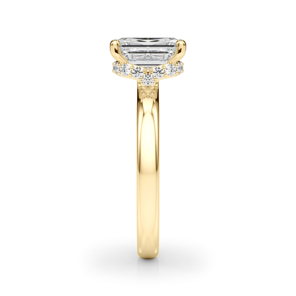 LUMEO Oval Hidden Halo Diamond Engagement Ring in Platinum in 18k Solid Yellow Gold 