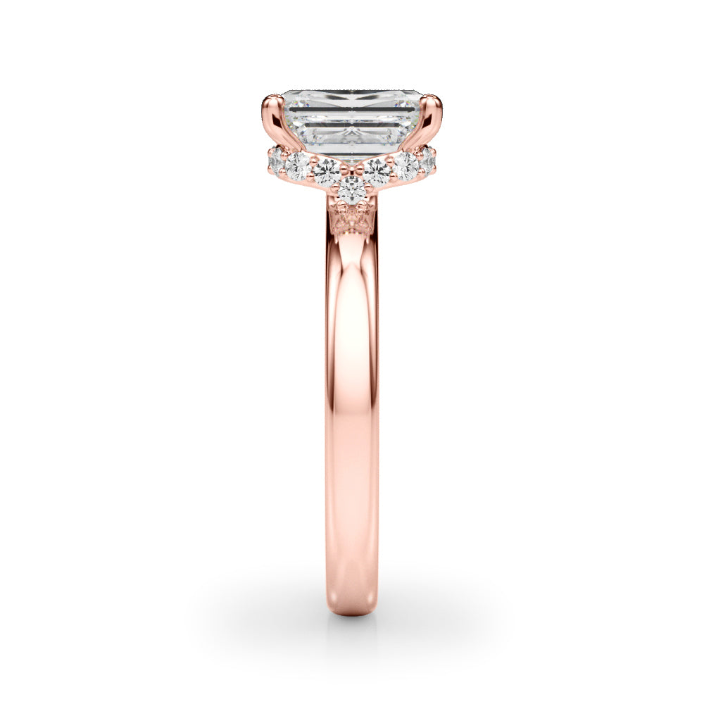LUMEO Oval Hidden Halo Diamond Engagement Ring in Platinum in 18k Solid Rose Gold 