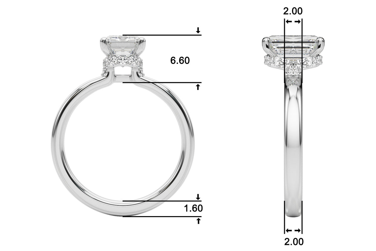 LUMEO Oval Hidden Halo Diamond Engagement Ring Specs
