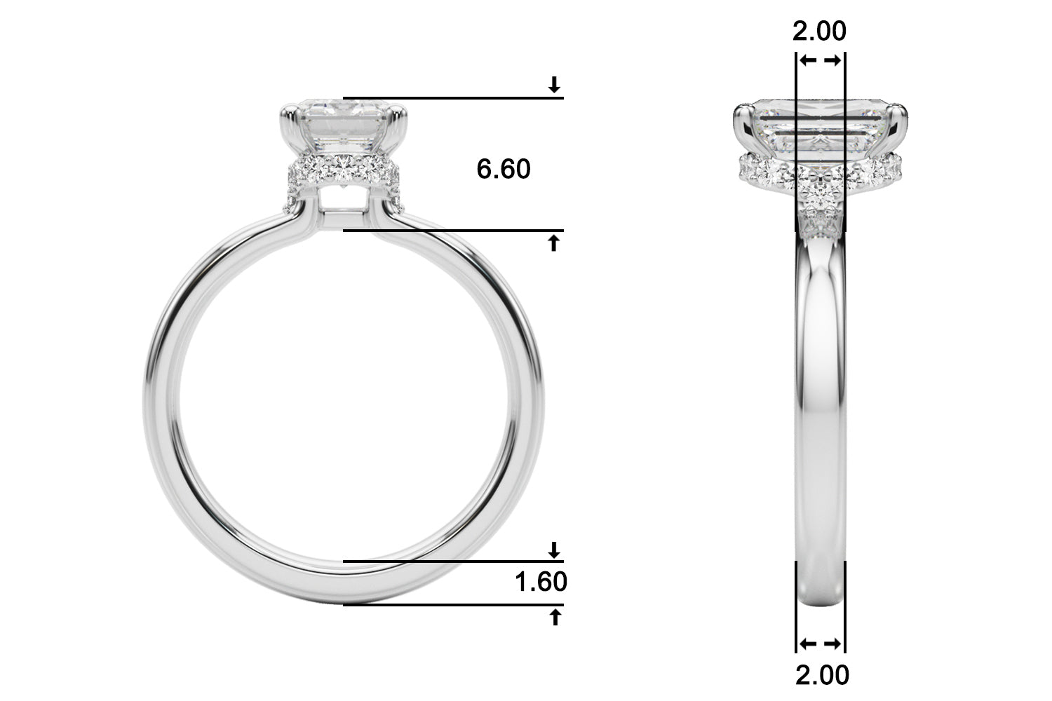LUMEO Oval Hidden Halo Diamond Engagement Ring Specs
