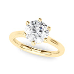LUMEO Round Solitaire Diamond Engagement Ring Front View in 18k Solid Yellow Gold 