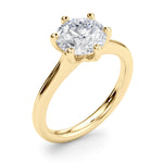LUMEO Round Solitaire Diamond Engagement Ring Angle View in 18k Solid Yellow Gold 