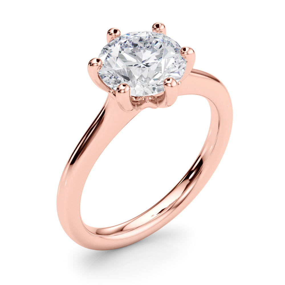 LUMEO Round Solitaire Diamond Engagement Ring Angle View in 18k Solid Rose Gold 