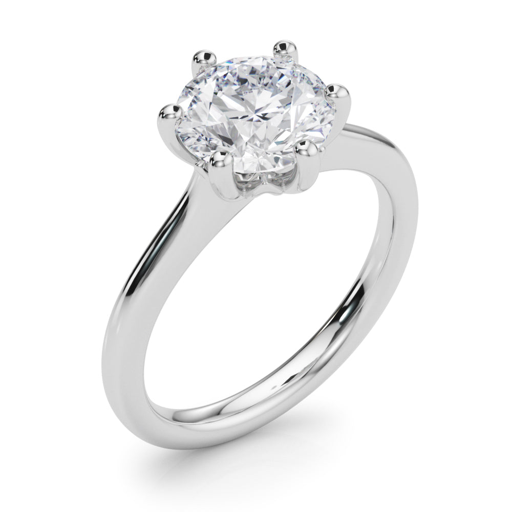 LUMEO Round Solitaire Diamond Engagement Ring Angle View in Platinum 