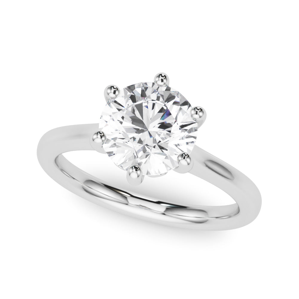 LUMEO Round Solitaire Diamond Engagement Ring Front View in Platinum 