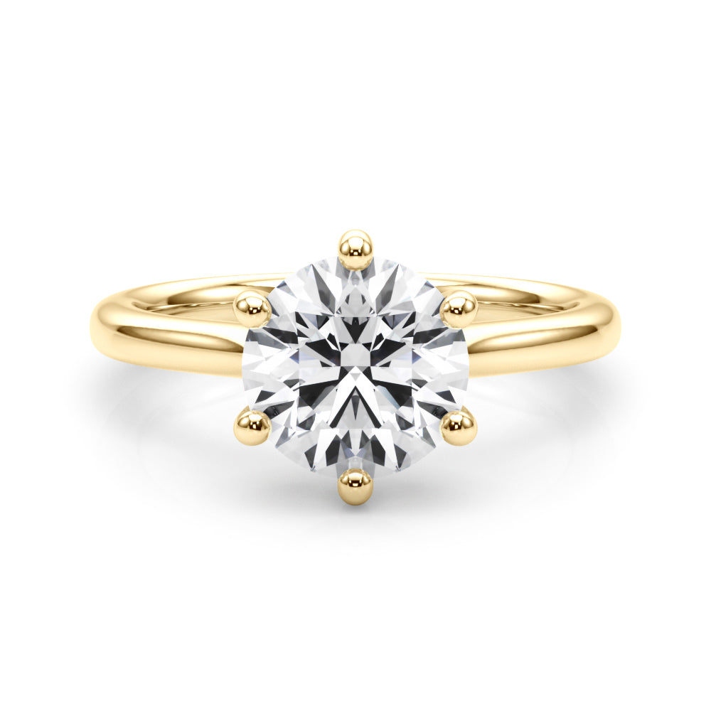 LUMEO Round Solitaire Diamond Engagement Ring Set in 18k Solid Yellow Gold 
