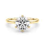 LUMEO Round Solitaire Diamond Engagement Ring Set in 18k Solid Yellow Gold 