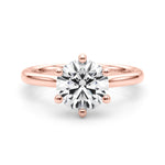LUMEO Round Solitaire Diamond Engagement Ring Set in 18k Solid Rose Gold 