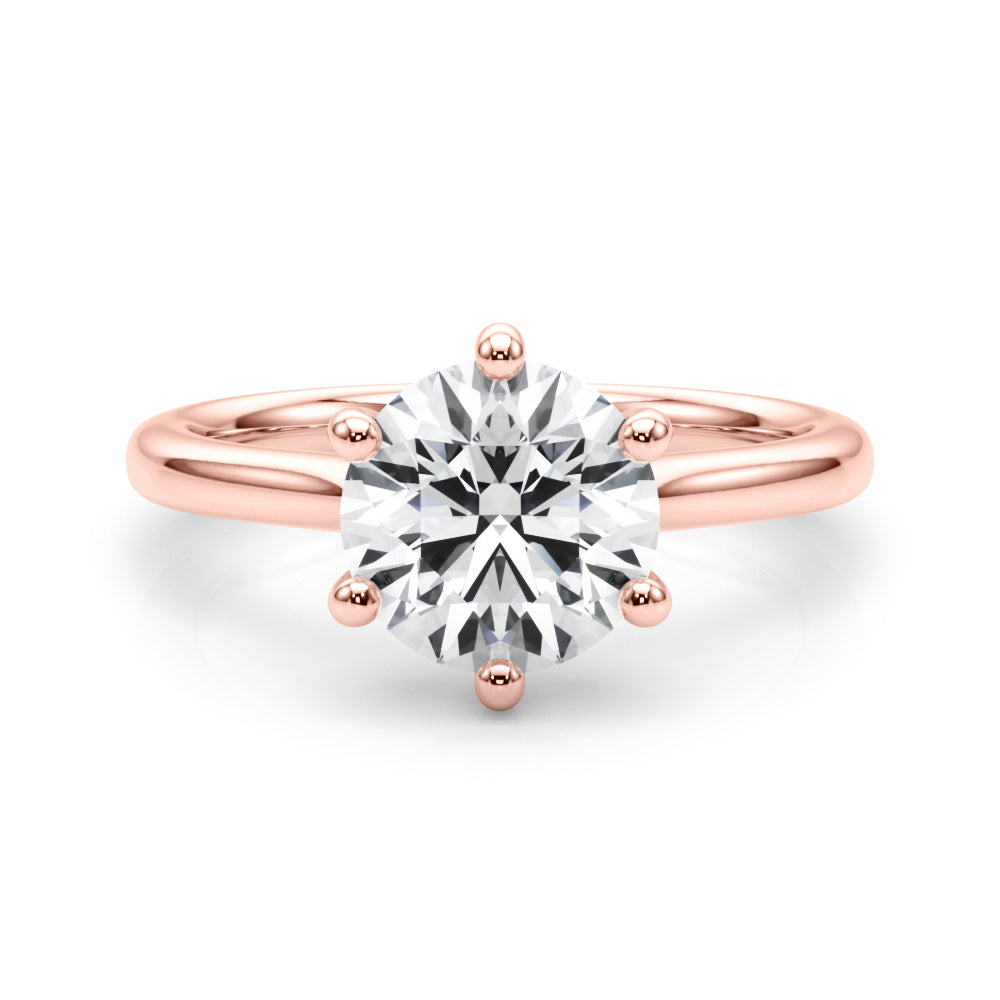LUMEO Round Solitaire Diamond Engagement Ring Set in 18k Solid Rose Gold 