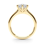 LUMEO Round Solitaire Diamond Engagement Ring Side View in 18k Solid Yellow Gold 