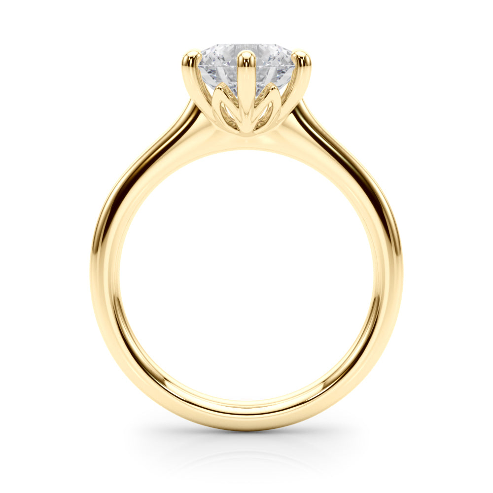 LUMEO Round Solitaire Diamond Engagement Ring Side View in 18k Solid Yellow Gold 