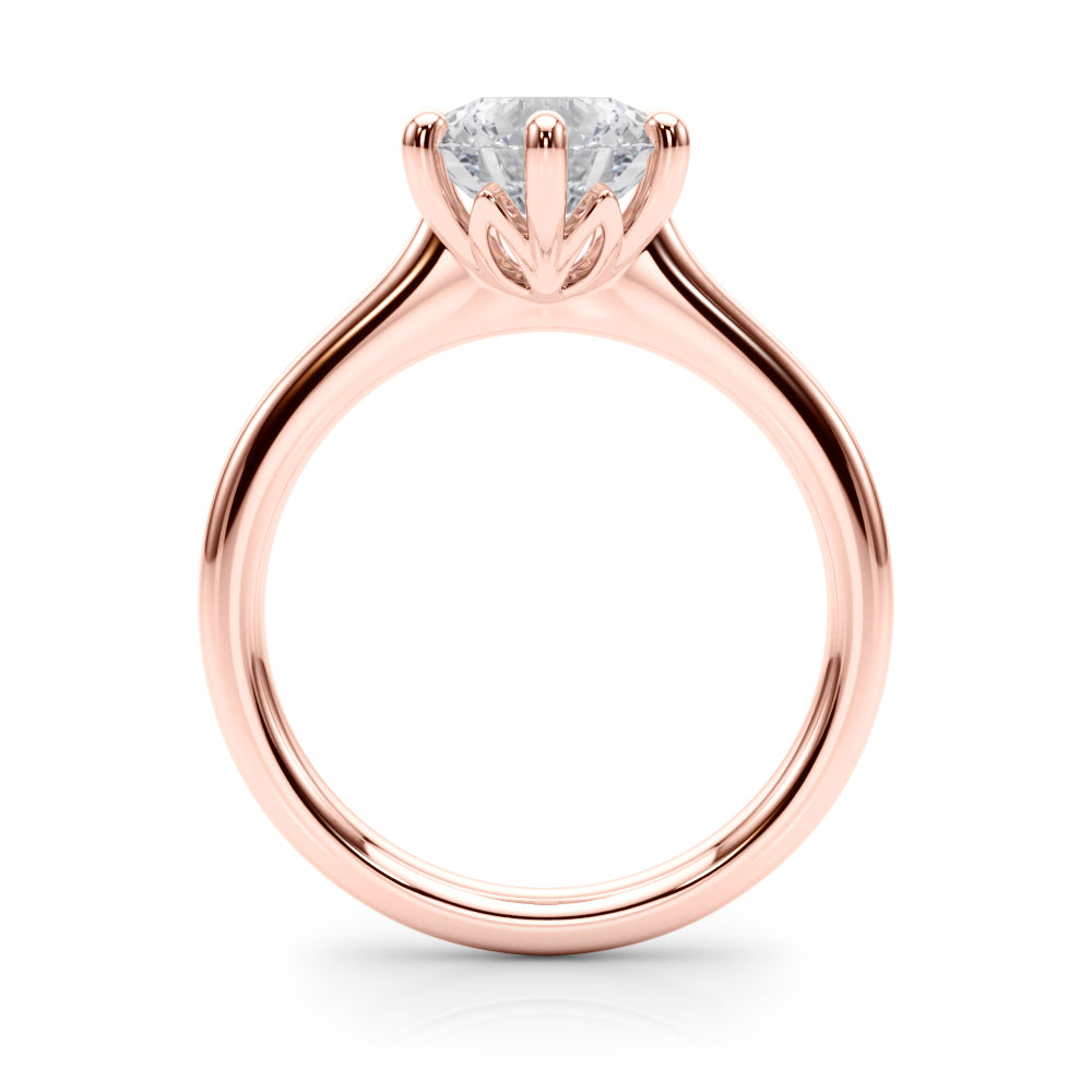 LUMEO Round Solitaire Diamond Engagement Ring Side View in 18k Solid Rose Gold 