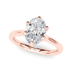 LUMEO Oval Solitaire Diamond Engagement Ring Front View in 18k Solid Rose Gold 