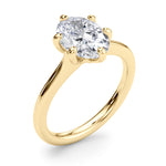 LUMEO Oval Solitaire Diamond Engagement Ring Angle View in 18k Solid Yellow Gold 