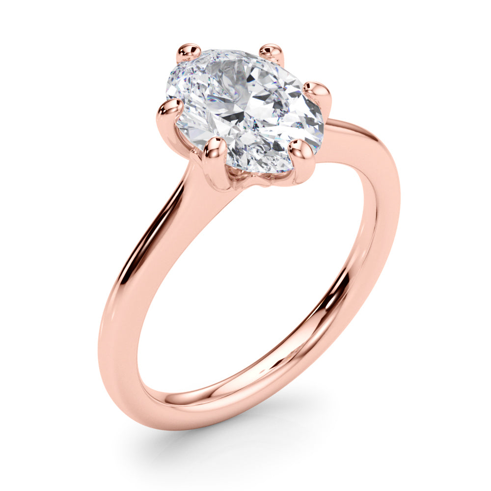 LUMEO Oval Solitaire Diamond Engagement Ring Angle View in 18k Solid Rose Gold 