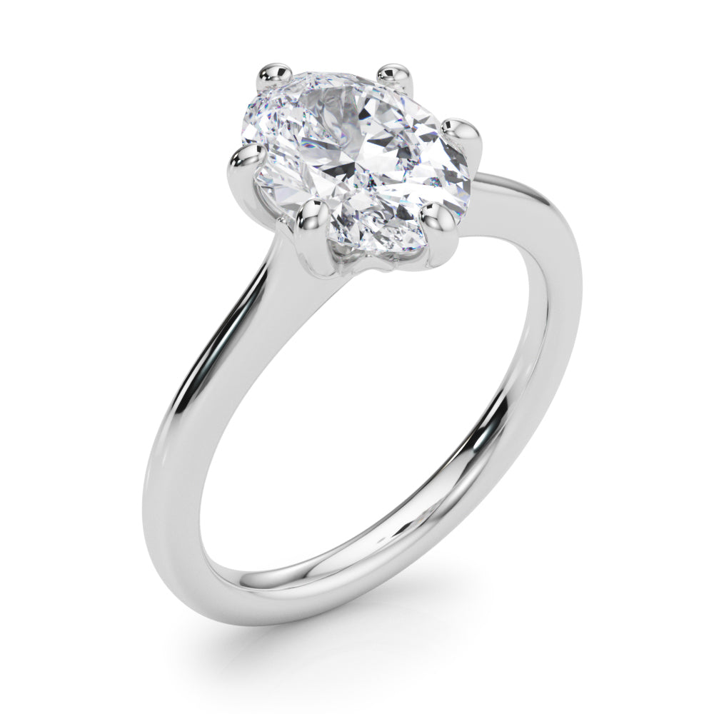 LUMEO Oval Solitaire Diamond Engagement Ring Angle View in Platinum 