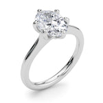 LUMEO Oval Solitaire Diamond Engagement Ring Angle View in Platinum 