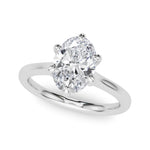 LUMEO Oval Solitaire Diamond Engagement Ring Front View in Platinum 