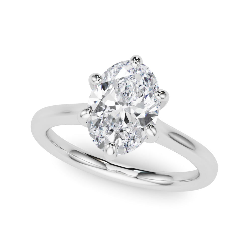 LUMEO Oval Solitaire Diamond Engagement Ring Front View in Platinum 