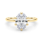 LUMEO Oval Solitaire Diamond Engagement Ring Set in 18k Solid Yellow Gold 