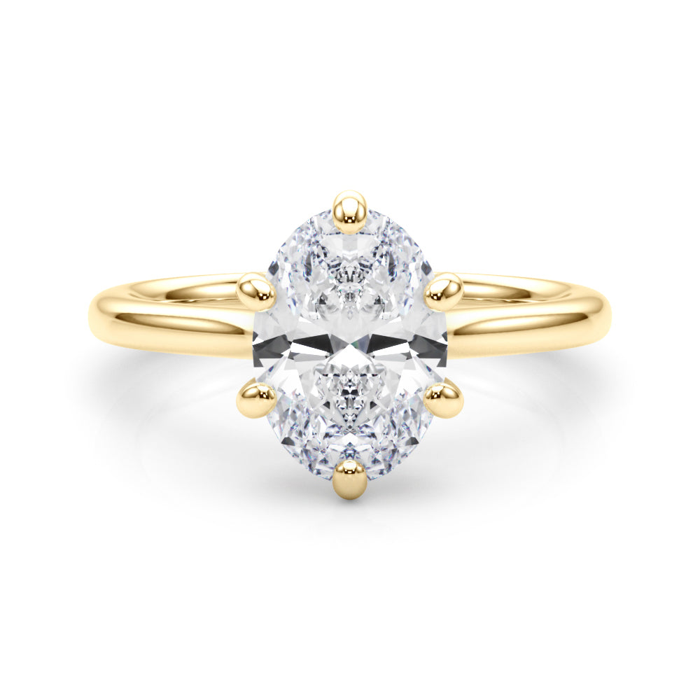LUMEO Oval Solitaire Diamond Engagement Ring Set in 18k Solid Yellow Gold 