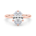 LUMEO Oval Solitaire Diamond Engagement Ring Set in 18k Solid Rose Gold 